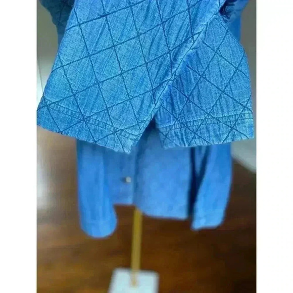 Chicos Quilted Denim Jacket Button Up Cottagecore Cozy Gorpcore Granola Fall Y2K - Picture 4 of 11